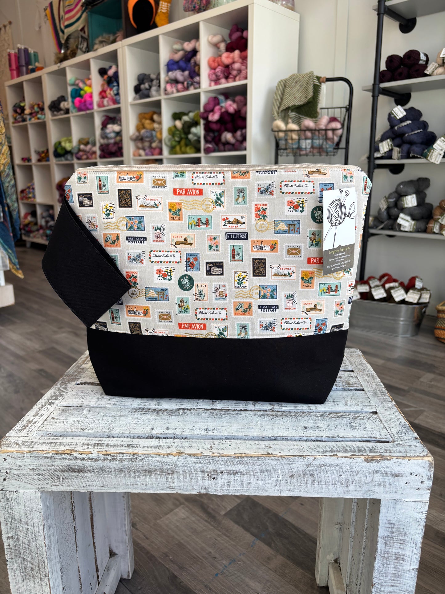 Large Zippered Project Bag with Strap