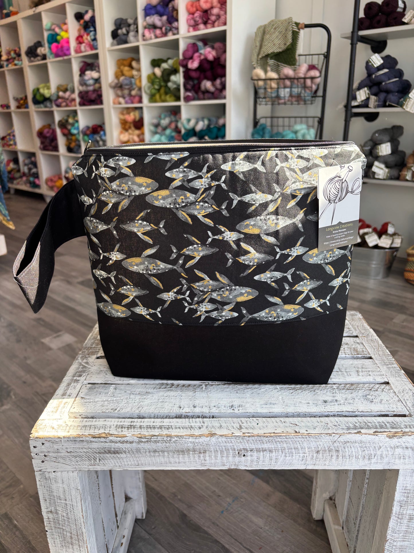 Large Zippered Project Bag with Strap
