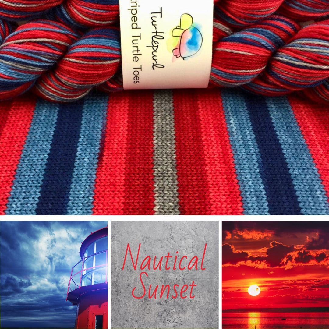 Nautical Sunset Self Striping Sock