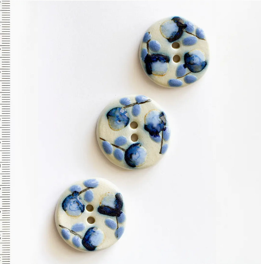 Blue Floral Buttons