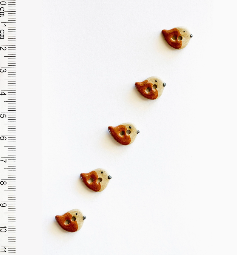 Teeny Brown Bird Buttons