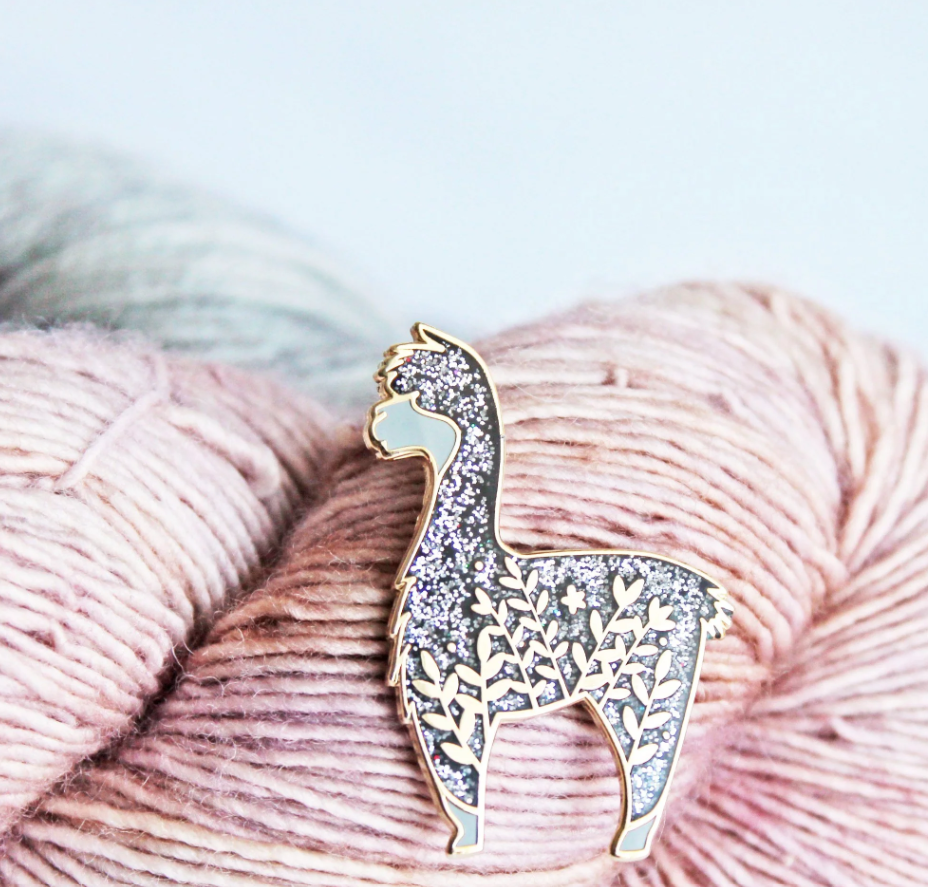 Little Black Glitter Alpaca Enamel Pin