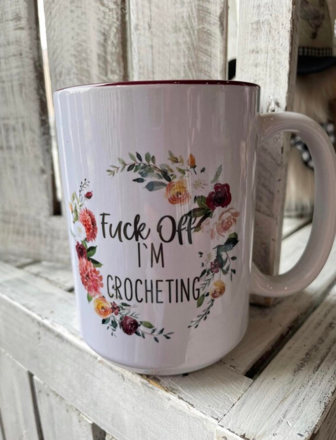 FO I'm Knitting/Crocheting mug