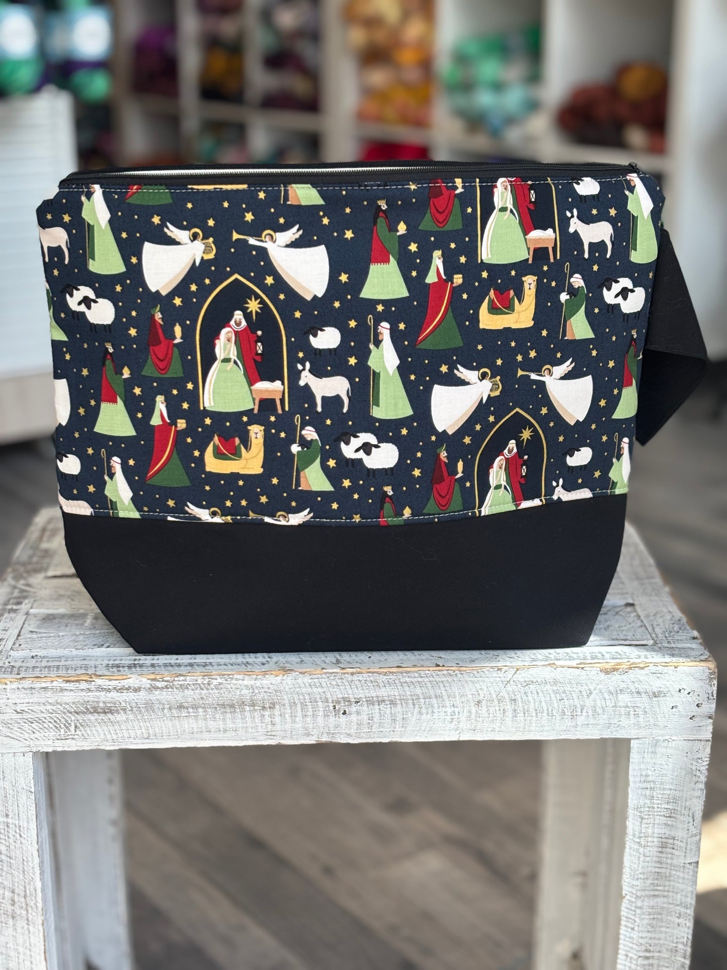 Large Zippered Project Bag with Strap Holiday Edition
