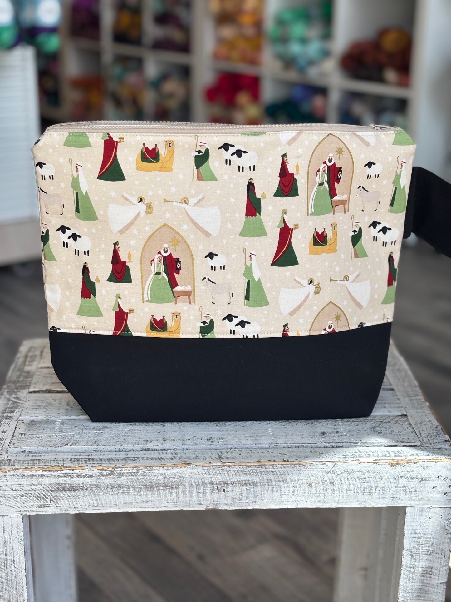 Large Zippered Project Bag with Strap Holiday Edition