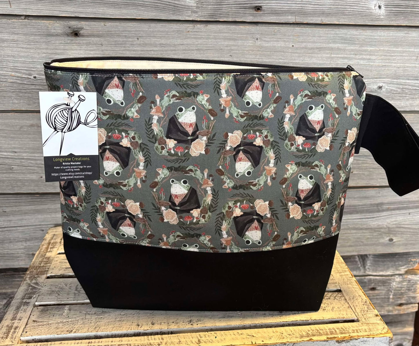 Large Zippered Project Bag with Strap