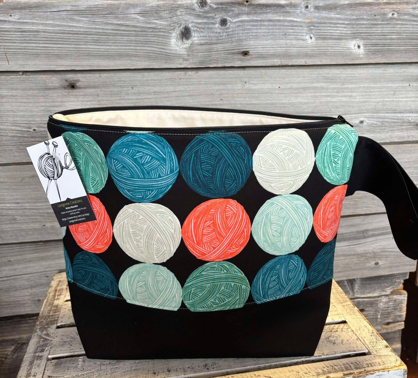 Large Zippered Project Bag with Strap