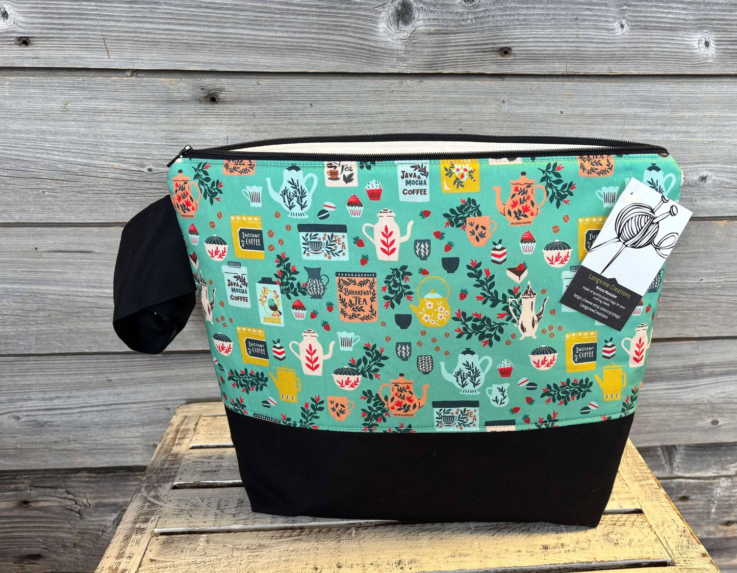 Large Zippered Project Bag with Strap