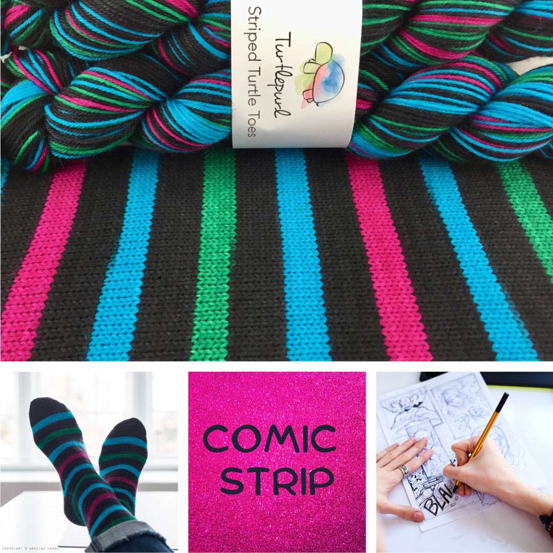 Comic Strip Self Striping Sock