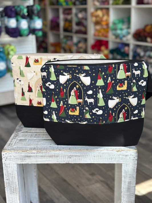 Large Zippered Project Bag with Strap Holiday Edition