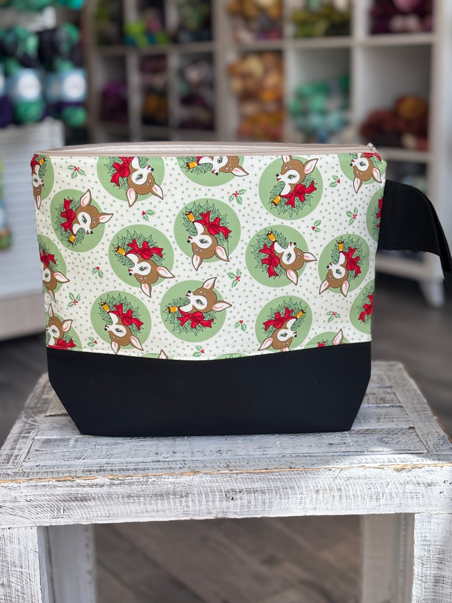 Large Zippered Project Bag with Strap Holiday Edition