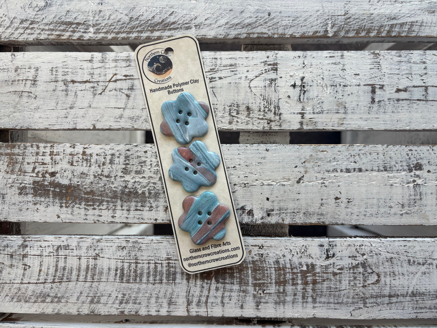 Pink Blue Marble Polymer Clay Buttons