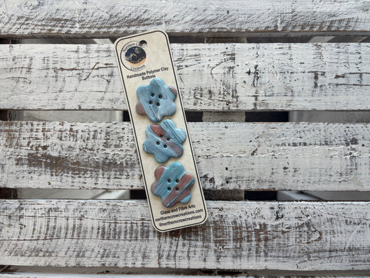 Pink Blue Marble Polymer Clay Buttons