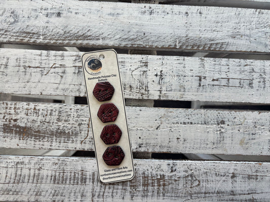 Red Shimmer Polymer Clay Buttons