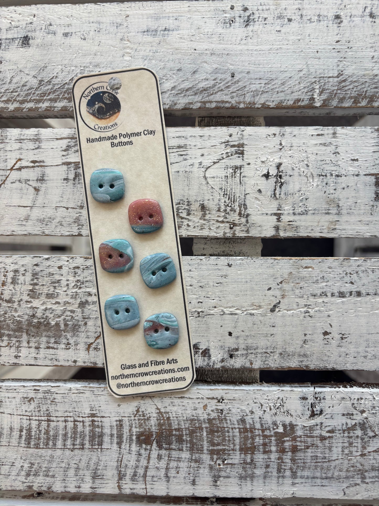 Pink Blue Marble Polymer Clay Buttons