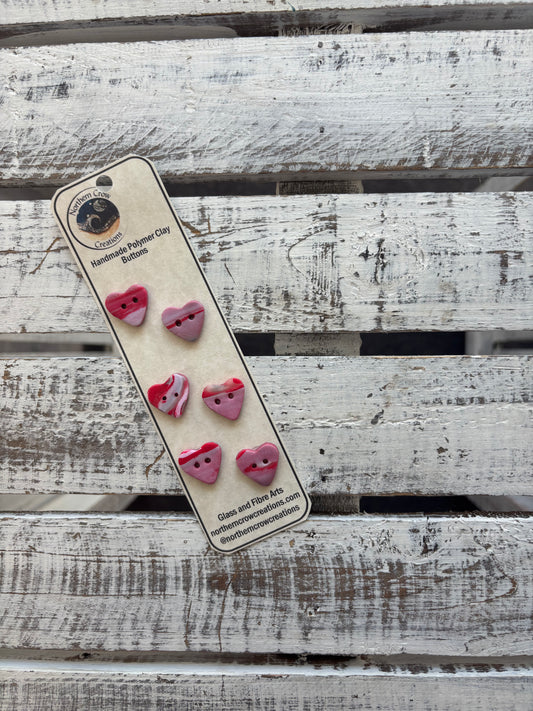 Heart Polymer Clay Buttons