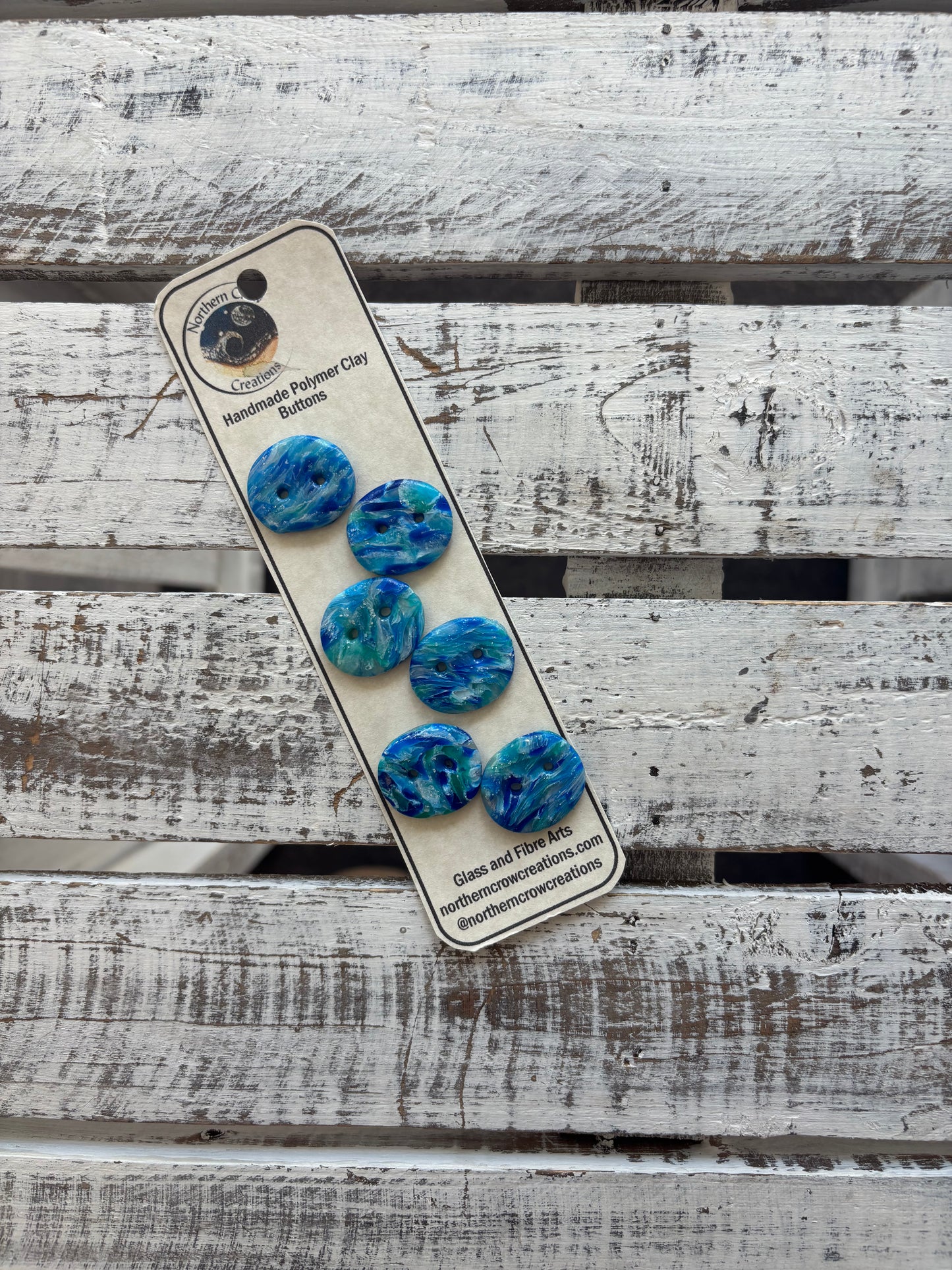 Ocean Blue Polymer Clay Buttons