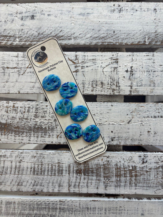 Ocean Blue Polymer Clay Buttons
