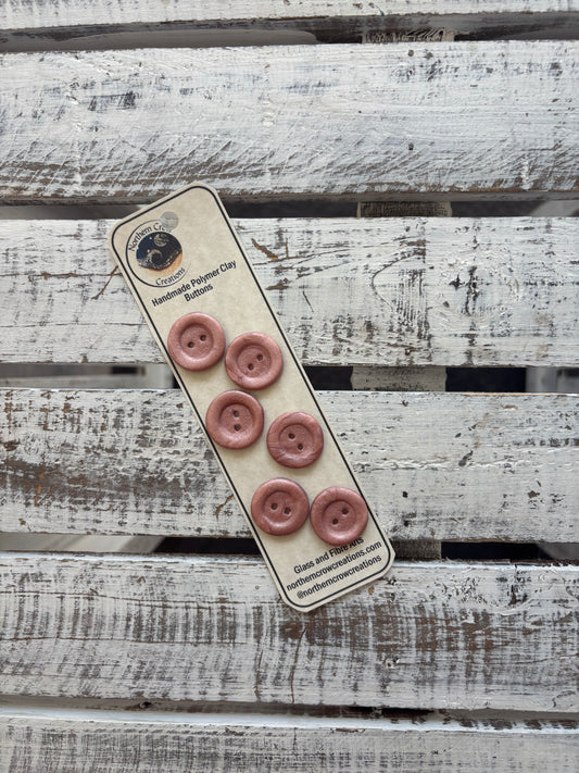 Rose Pink Polymer Clay Buttons