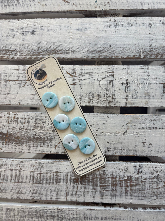 Blue Marble Polymer Clay Buttons