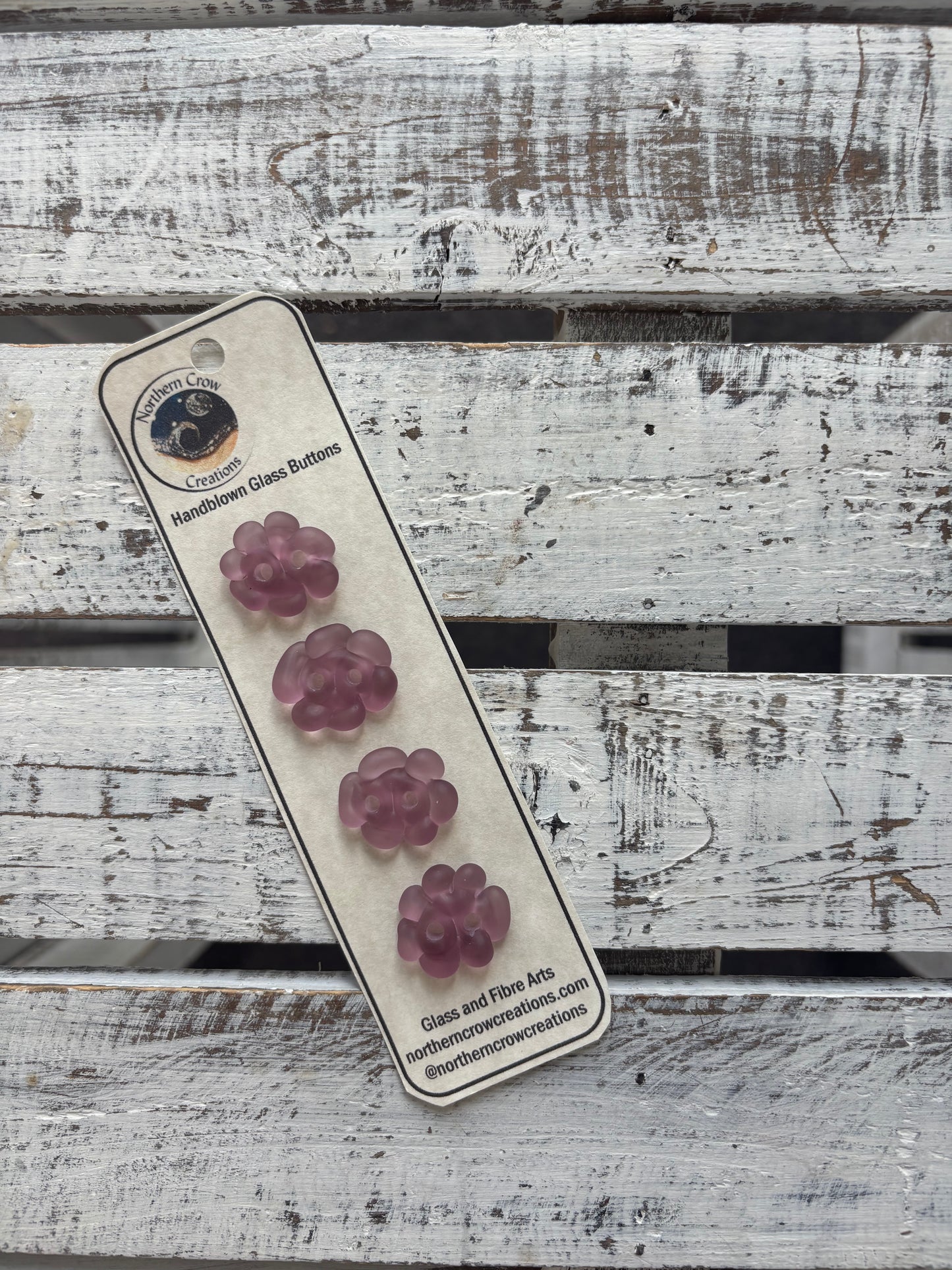 Mauve Flower Handblown Glass Buttons