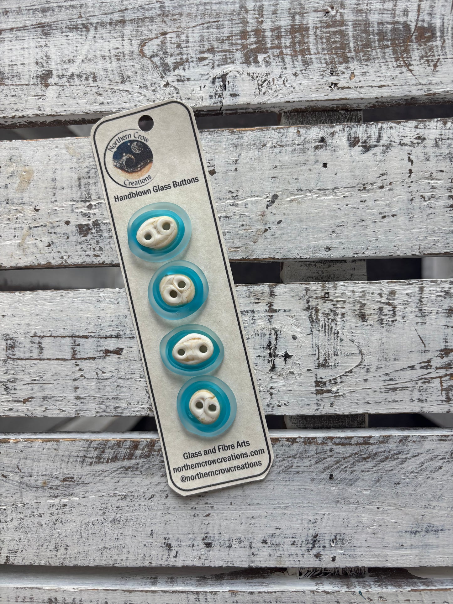 Blue & White Handblown Glass Buttons