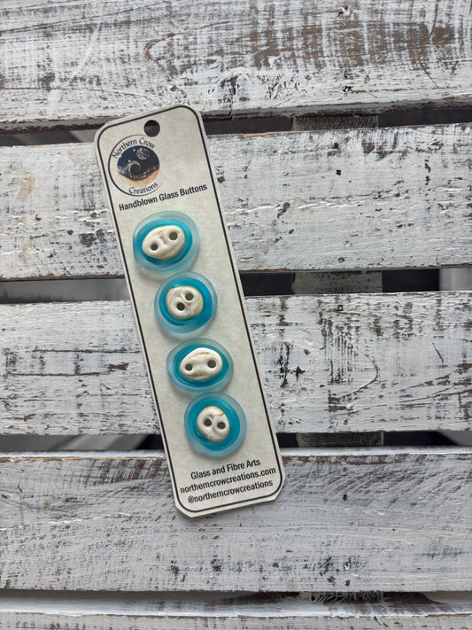 Blue & White Handblown Glass Buttons