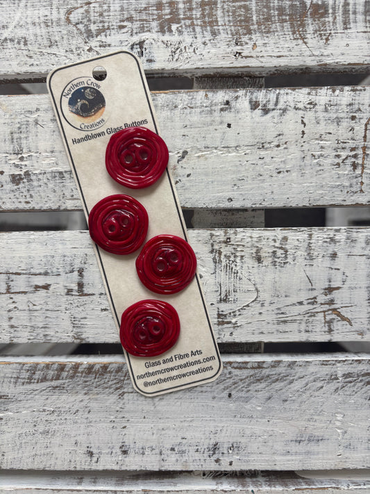 Red Shiny Handblown Glass Buttons