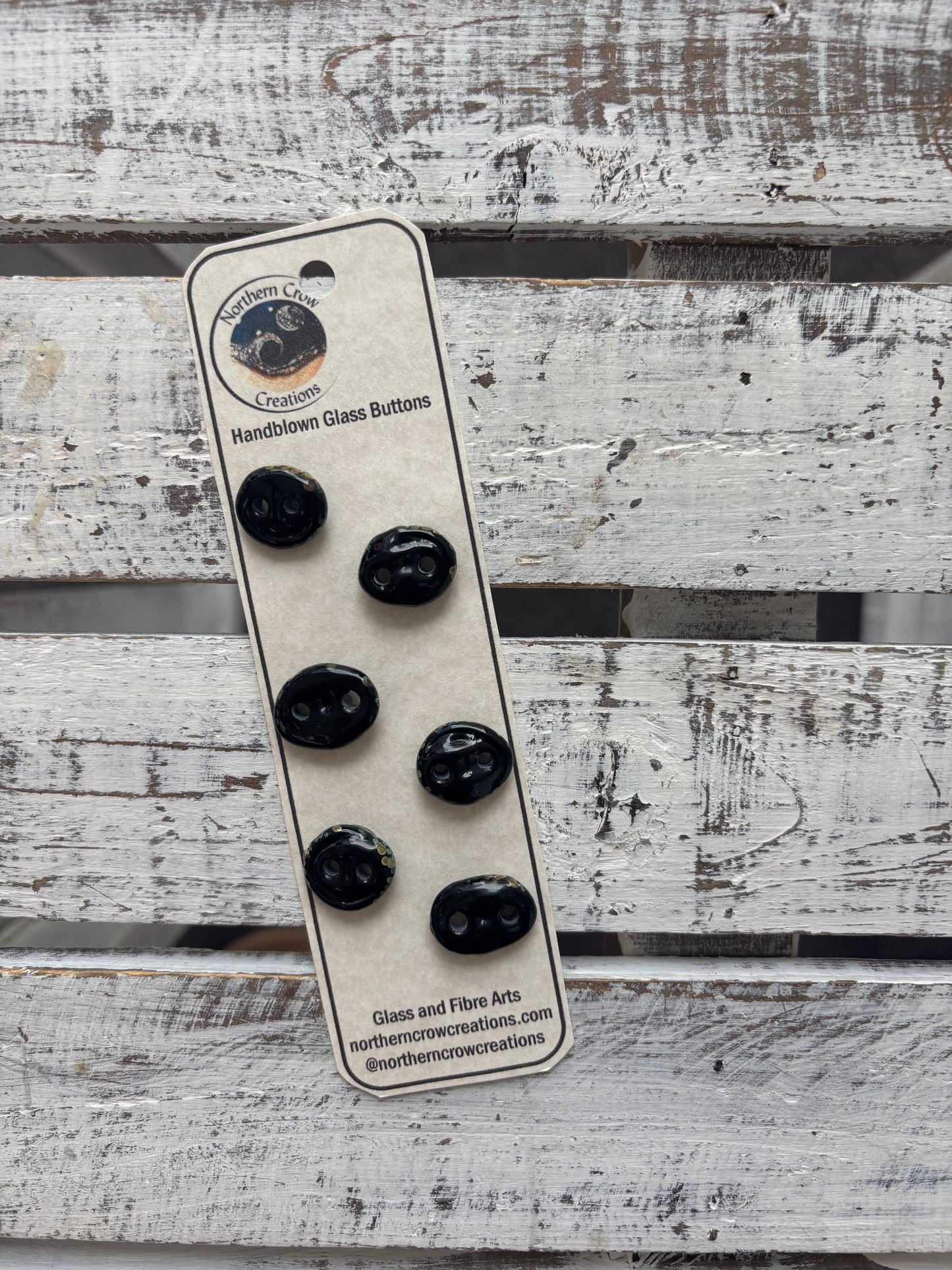 Black Iodized Edge Handblown Glass Buttons