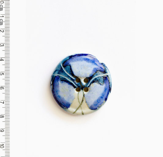 Large Blue Floral Button