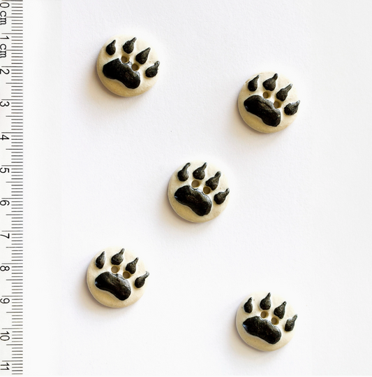Black and White Paw Print Buttons