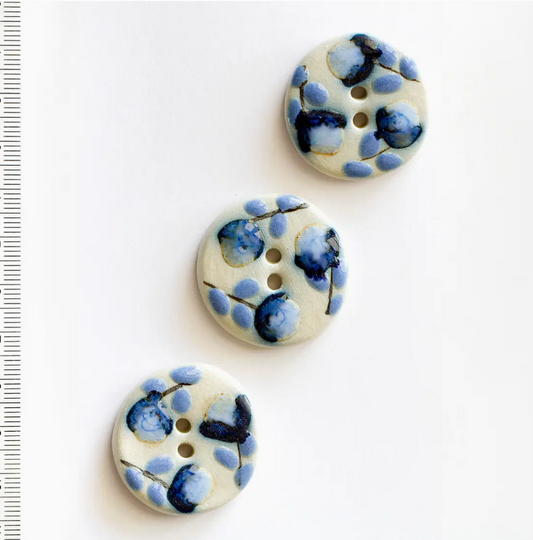 Blue Floral Buttons