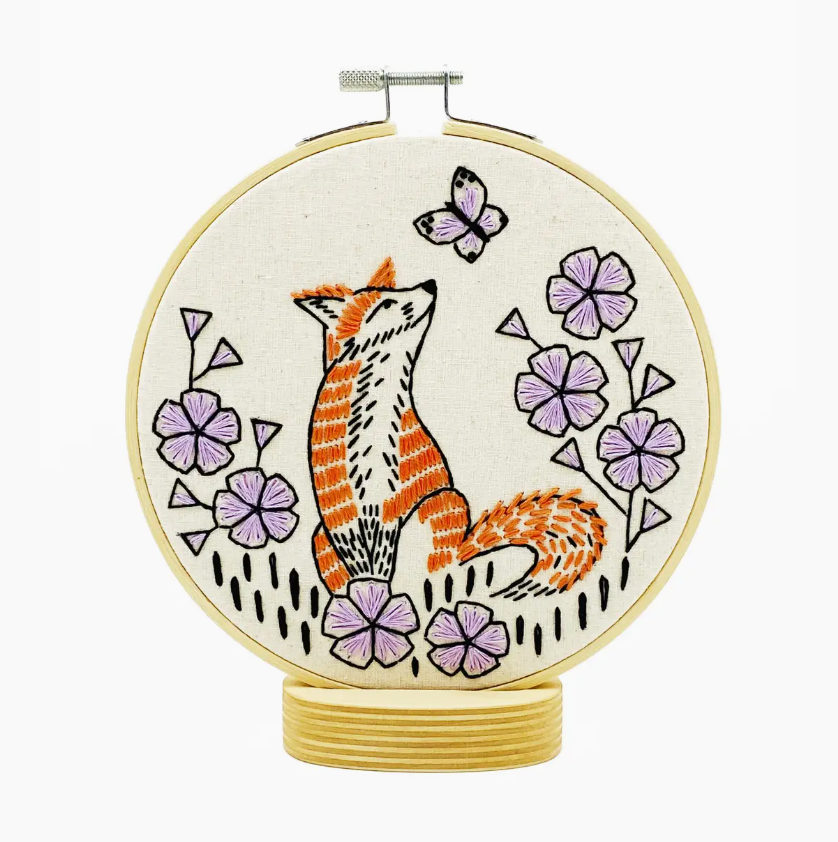Fox in Phlox Complete Embroidery Kit
