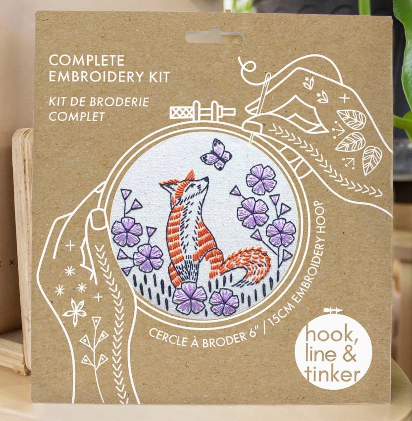 Fox in Phlox Complete Embroidery Kit