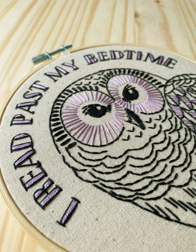 I Read Past My Bedtime Complete Embroidery Kit