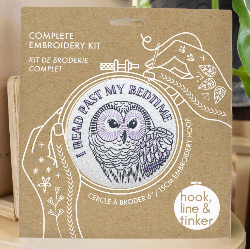 I Read Past My Bedtime Complete Embroidery Kit