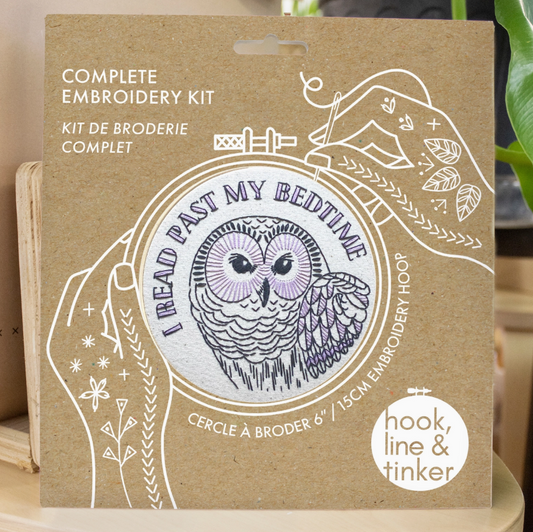 I Read Past My Bedtime Complete Embroidery Kit