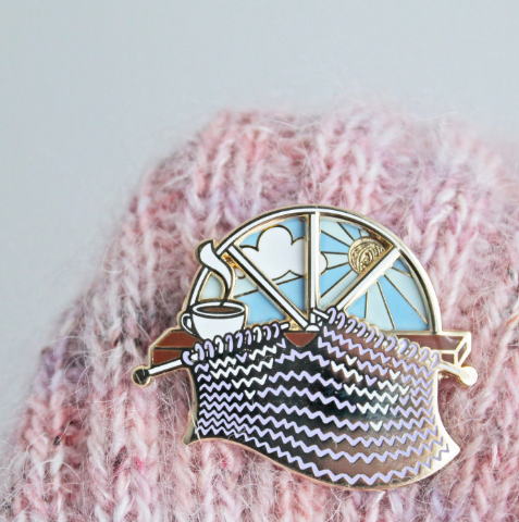Knitter "Day & Knit" Spinner Enamel Pin