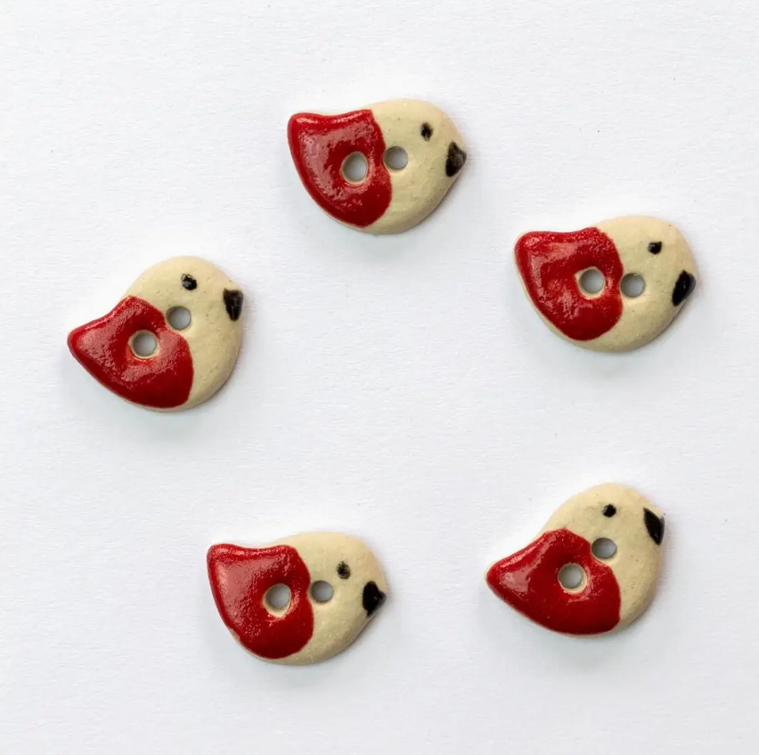 Tiny Red Bird Buttons