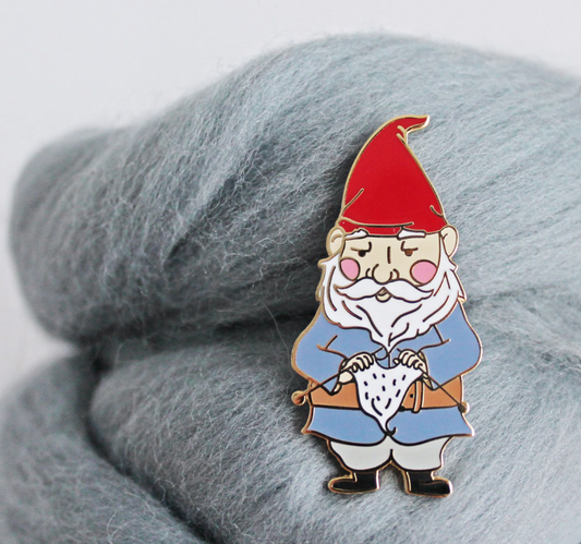 Knitting Gnome Enamel Pin