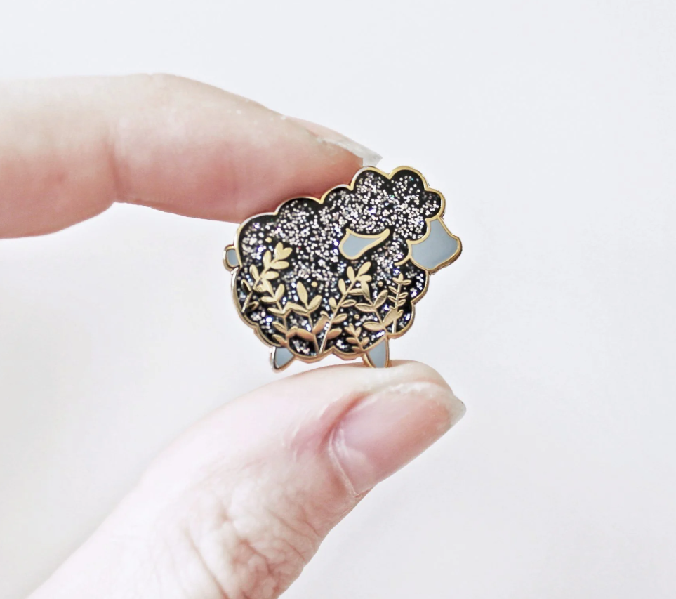Little Black Glitter Sheep Enamel Pin